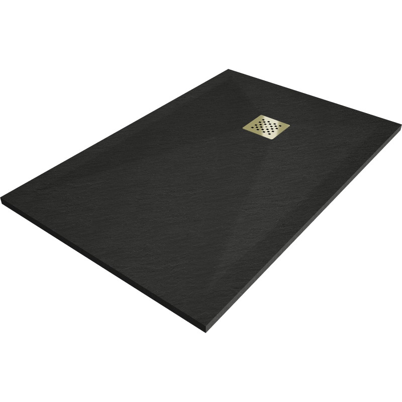 Mexen Stone+ правоъгълно композитно корито за душ 110 x 80 см, черно, златен