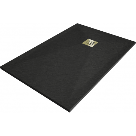 Mexen Stone+ композитен правоъгълен душ 140 x 90 см, черен, златна маска - 44709014-G