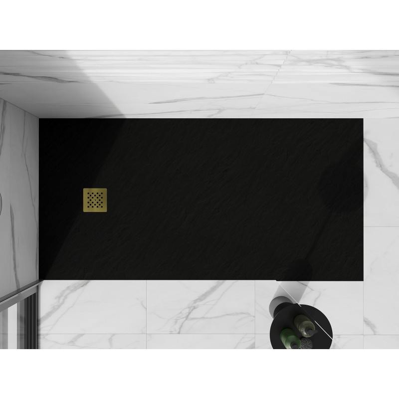 Mexen Stone+ правоъгълно композитно корито за душ 200 x 80 см, черно, златна