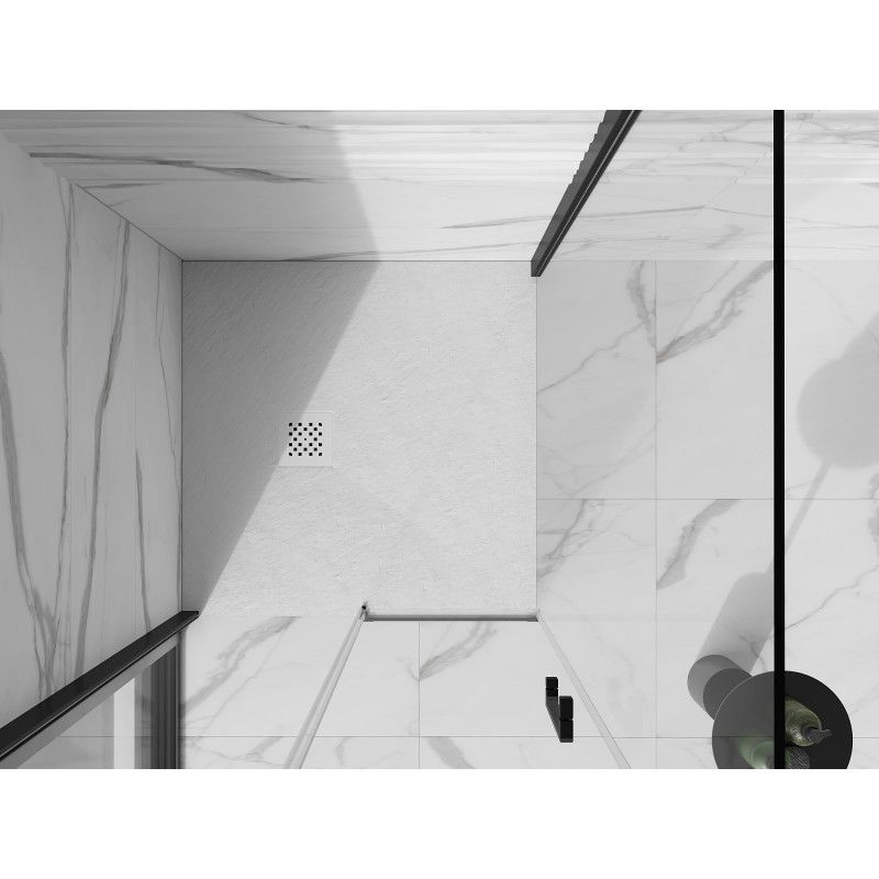 Mexen Stone+ композитен квадратен душов поддушник 100 x 100 см, бял, бяла покривка - 44101010-W