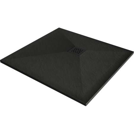 Mexen Stone+ композитен квадратен душ корито 70 x 70 см, черен, черен капак