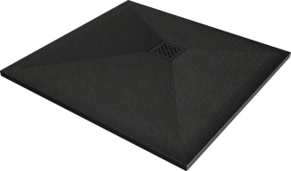 Mexen Stone+ Композитен квадратен душ корито 70 x 70 см, черен, с черно