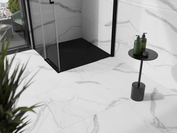 Mexen Stone+ Композитен квадратен душ корито 70 x 70 см, черен, с черно