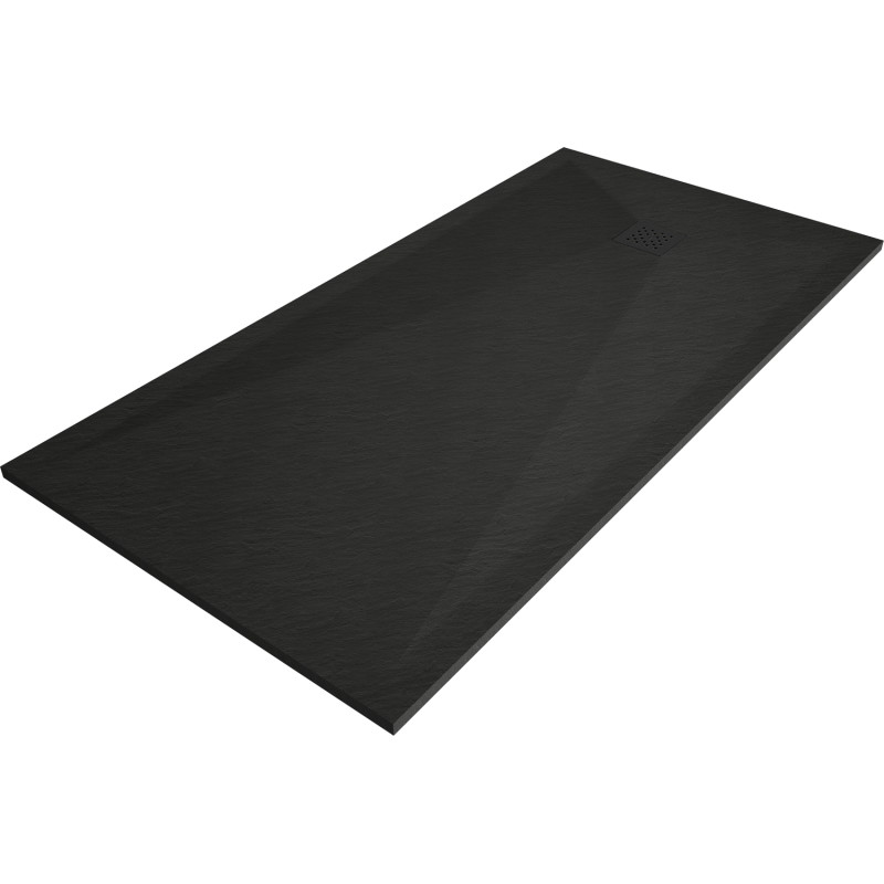 Mexen Stone+ правоъгълна композитна душ корито 200 x 100 см, черно, черен капак