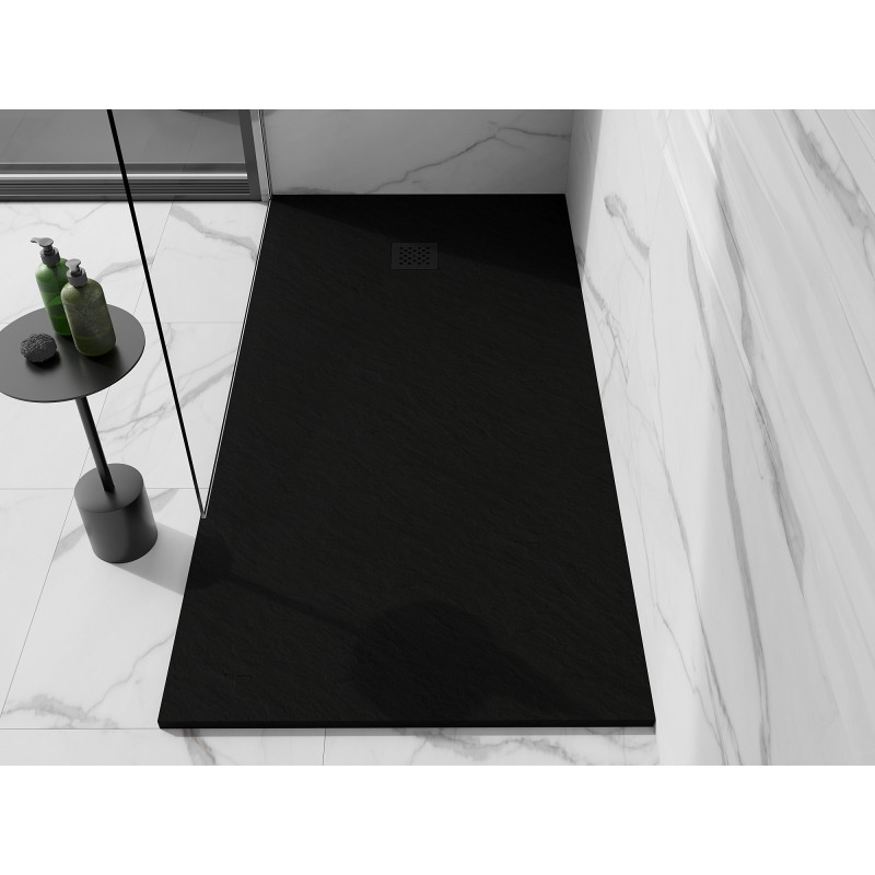 Mexen Stone+ Правоъгълно композитно поддушово корито 180 x 100 см, черно, черен