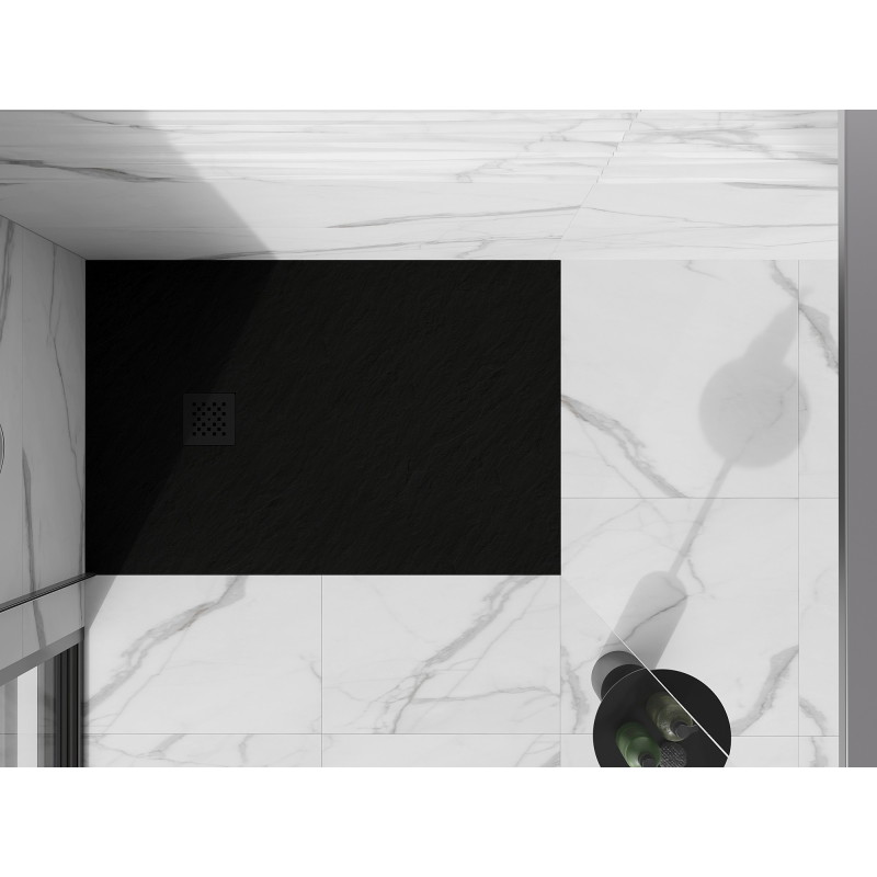 Mexen Stone+ правоъгълен композитен поддушов съд 120 x 90 см, черен, черна