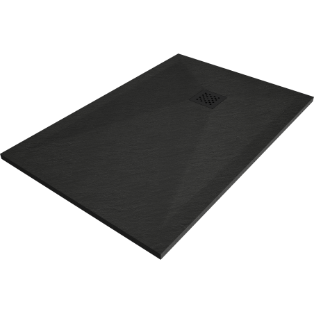 Mexen Stone+ правоъгълна композитна поддушова основа 90 x 70 см, черна, черна