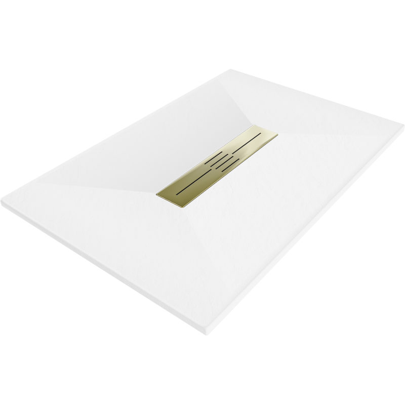 Ректангуларно корито за душ Mexen Toro SMC 140 x 80 cm, бяло, златна капачка - 43108014-G