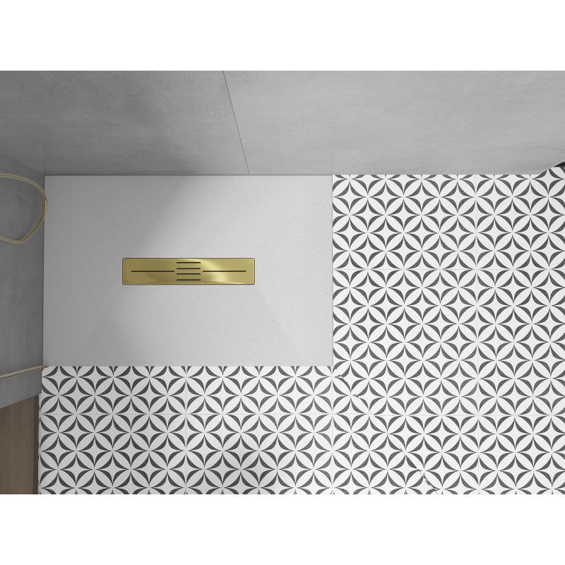 Mexen Toro правоъгълно поддушово корито SMC 130 x 80 cm, бяло, със златен капак - 43108013-G