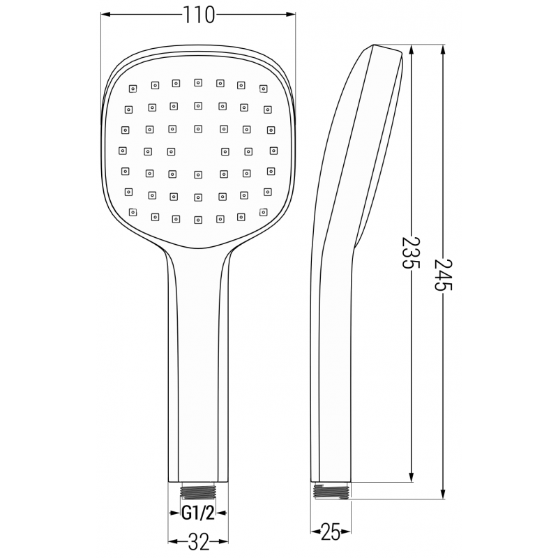 Mexen Uno DR33 комплект за душ за вграждане, черен - 71435DR33-70
