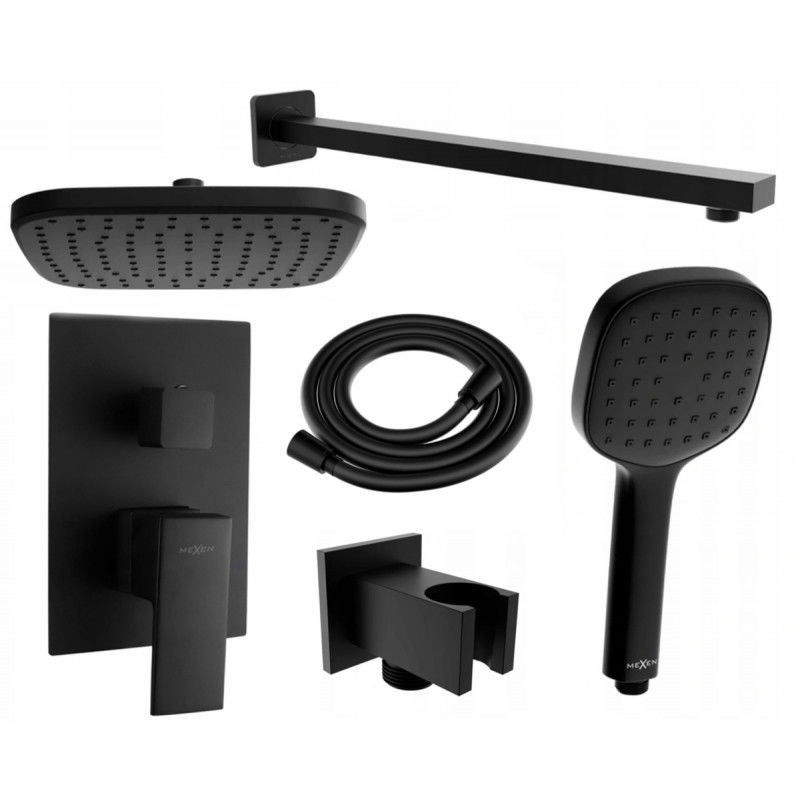 Mexen Uno DR33 комплект за душ за вграждане, черен - 71435DR33-70