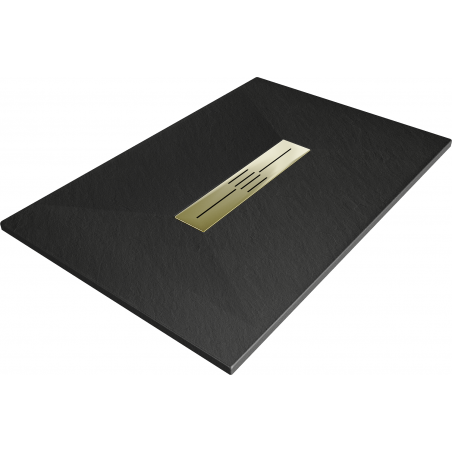 Правоъгълно корито за душ Mexen Toro SMC 100 x 70 см, черно, златна капачка - 43707010-G