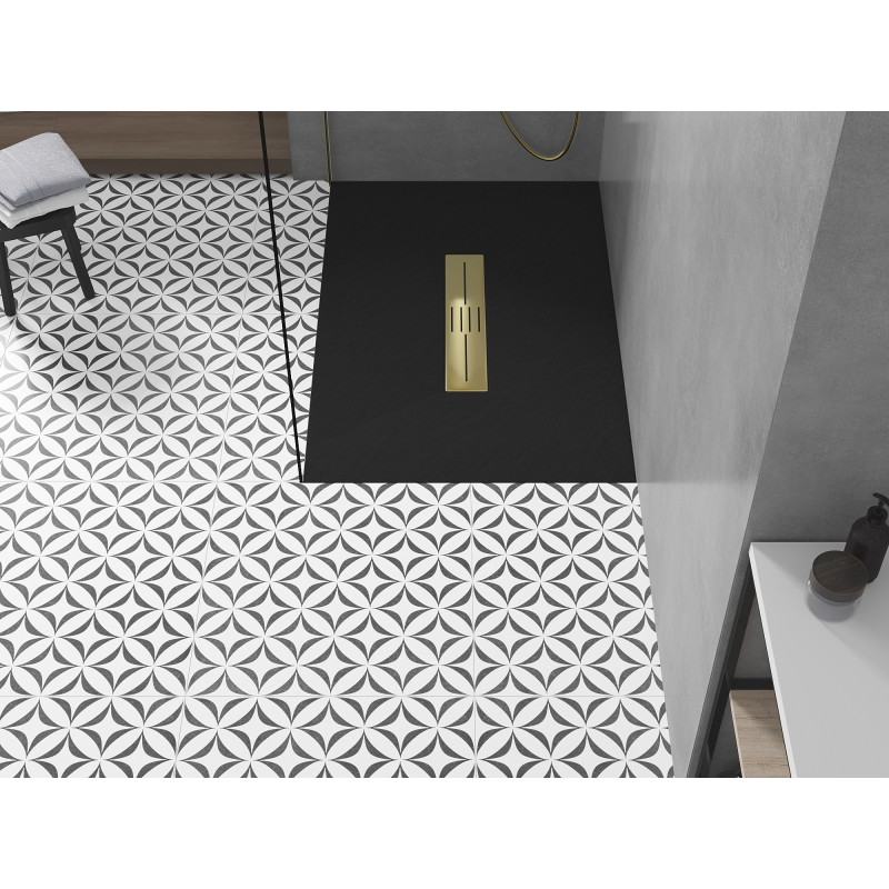 Mexen Toro правоъгълно корито SMC 110 x 70 cm, черно, златна решетка - 43707011-G