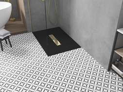 Mexen Toro правоъгълно корито SMC 100 x 80 см, черно, златна покривна - 43708010-G