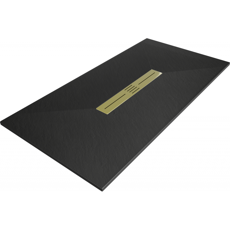 Правоъгълно корито Mexen Toro SMC 180 x 70 cm, черно, златен капак - 43707018-G