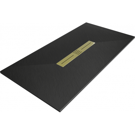 Правоъгълно корито Mexen Toro SMC 180 x 70 cm, черно, златен капак - 43707018-G