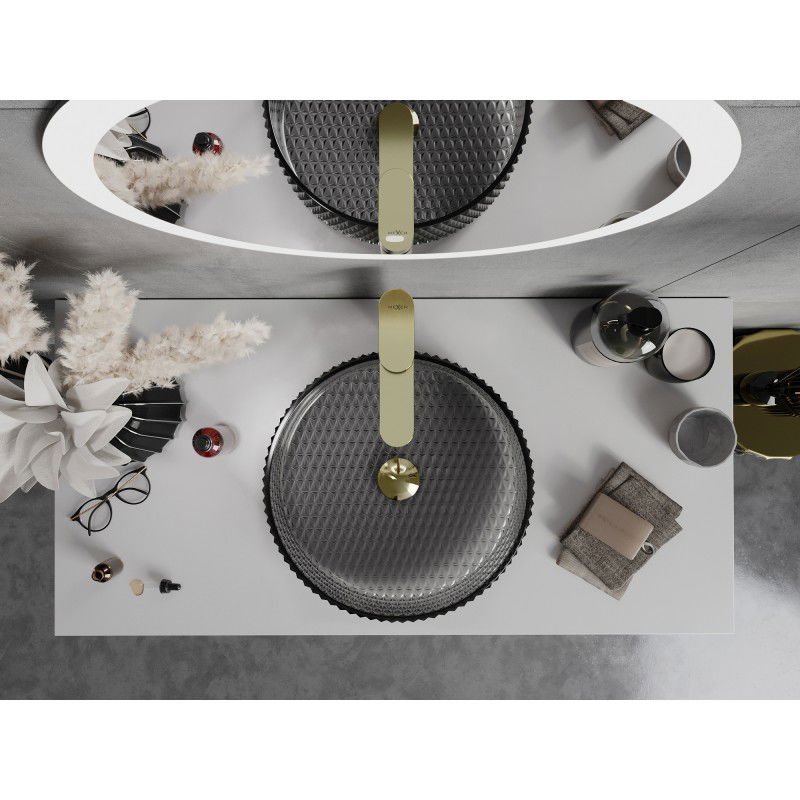 Mexen Aura стъклена мивка за плот 39 x 39 см, черна - 24013970