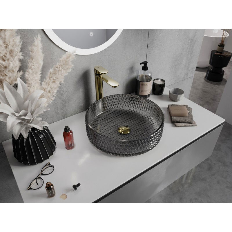 Mexen Aura стъклена мивка за плот 39 x 39 см, черна - 24013970