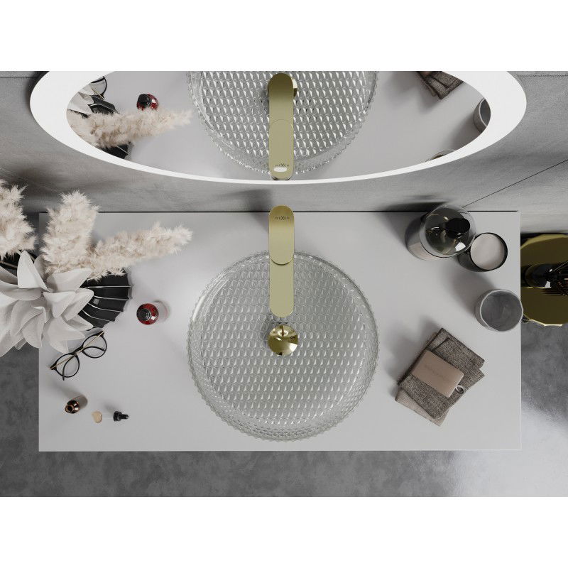 Mexen Aura стъклена мивка над плот 39 x 39 см, прозрачна - 24013900