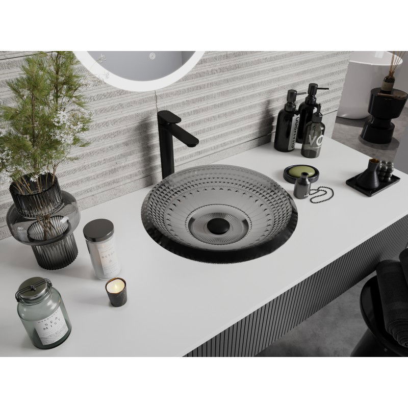 Mexen Heba стъклена мивка за монтаж върху плот 45 x 45 см, черна - 24064570