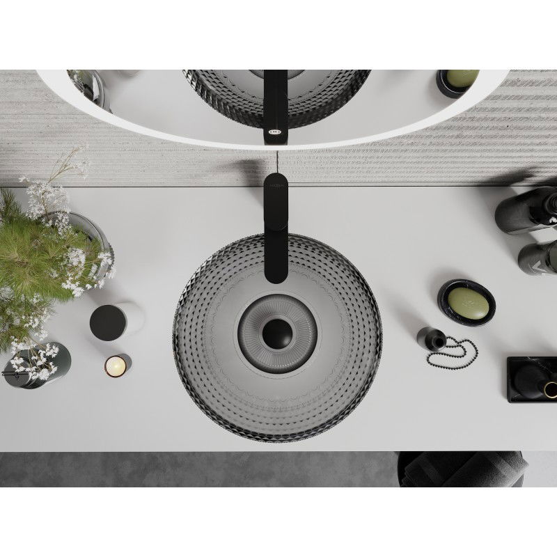 Mexen Heba стъклена мивка за монтаж върху плот 45 x 45 см, черна - 24064570