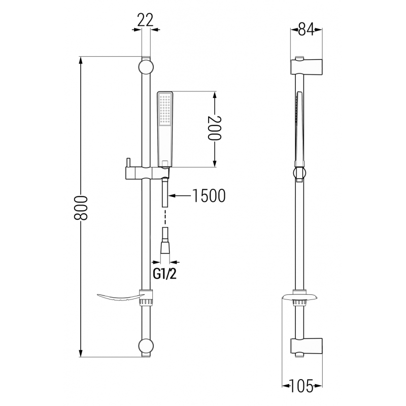 Mexen Alfa DF72 комплект за вана, черен - 745703DF72-70