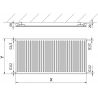 Mexen CH10 Хигиеничен панелен радиатор 600 x 2000 mm, странично свързване, 1249 W, бял - W410H-060-200-00