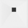 Mexen Stone+ композитен квадратен душ 80 x 80 см, бял, черен капак - 44108080-B