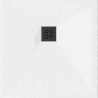 Mexen Stone+ композитен квадратен поддушов под 100 x 100 см, бял, черен капак - 44101010-B
