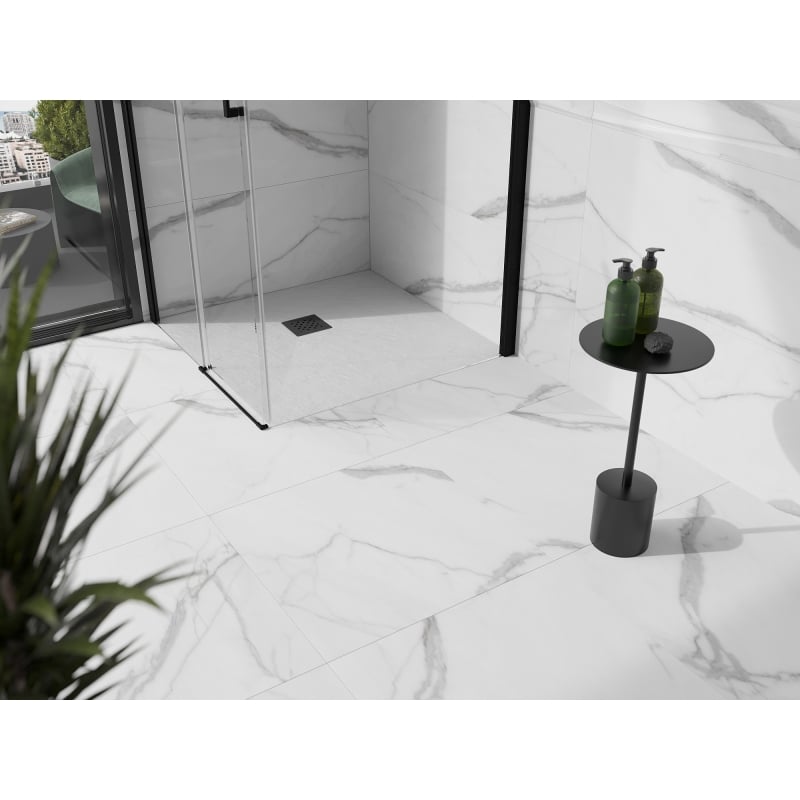 Mexen Stone+ квадратен композитен душ кабина 70 x 70 cm, бял, черно покритие