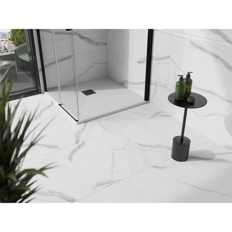 Mexen Stone+ квадратен композитен душ-кабина 70 x 70 cm, бял, черен капак - 44107070-B