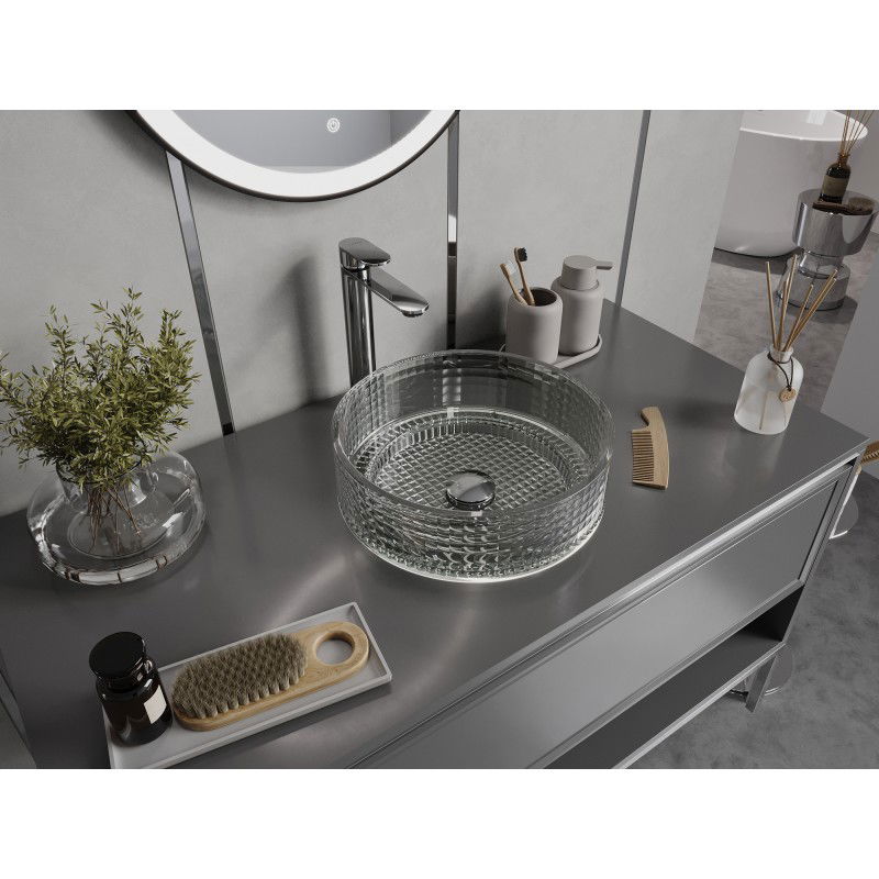 Mexen Lira стъклена мивка за плот 37 x 37 см, прозрачна - 24053700