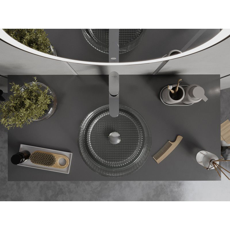 Mexen Lira стъклена мивка за плот 37 x 37 см, прозрачна - 24053700