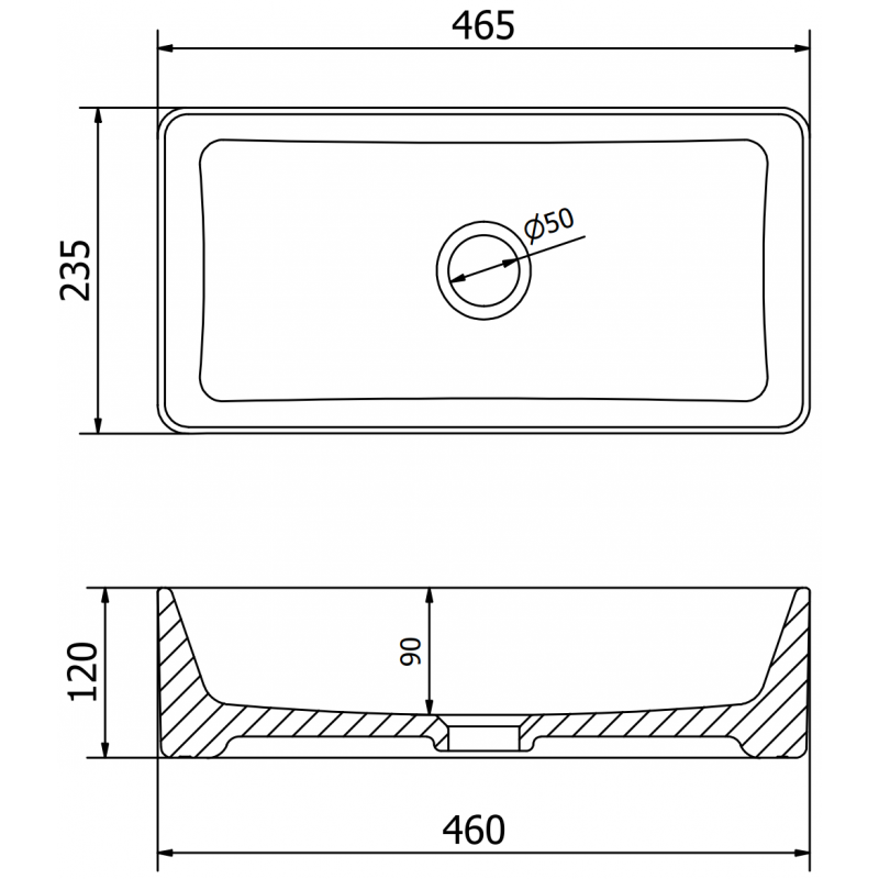 Mexen Nadia умивалник за над плот 46 x 23 см, черен мат - 21614685