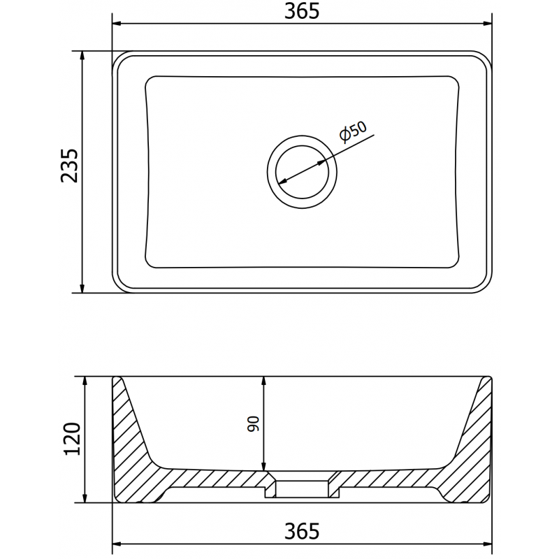 Mexen Nadia плот за мивка 36 x 23 см, бяла/черна рамка - 21613607
