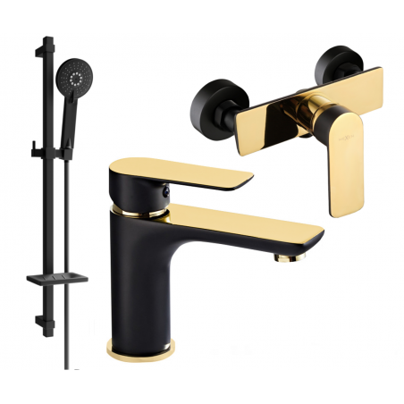 Mexen Alfa DQ40 комплект за душ, черно/златно - 745704DQ40-75