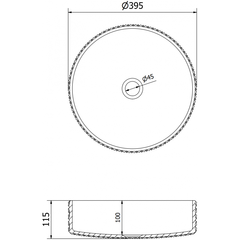 Mexen Aura стъклена мивка над плот 39 x 39 см, прозрачна - 24013900