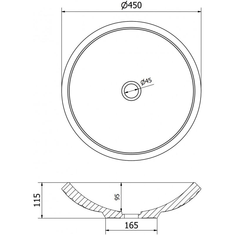 Mexen Heba стъклена мивка за монтаж върху плот 45 x 45 см, черна - 24064570