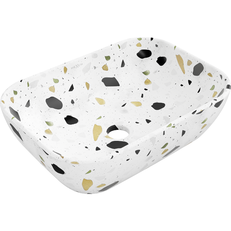 Mexen Rita плотно монтирана мивка 45 x 32 см, бял камък терацо - 21084587