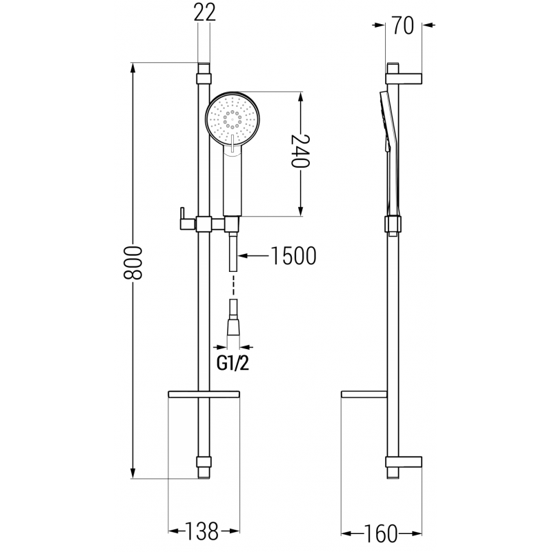 Mexen Alfa Комплект душ DQ40, хром - 745714DQ40-00