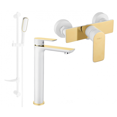 Mexen Alfa DF49 комплект за душ, бял/златен - 745714DF49-25
