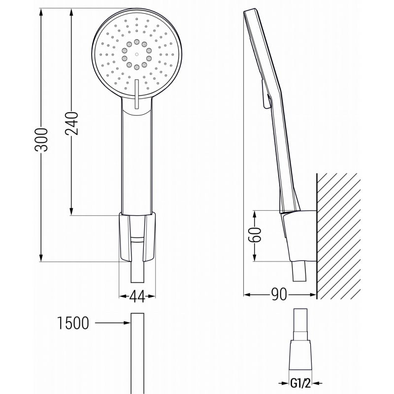 Mexen Alfa Комплект за вана R40, черен - 745713R40-70