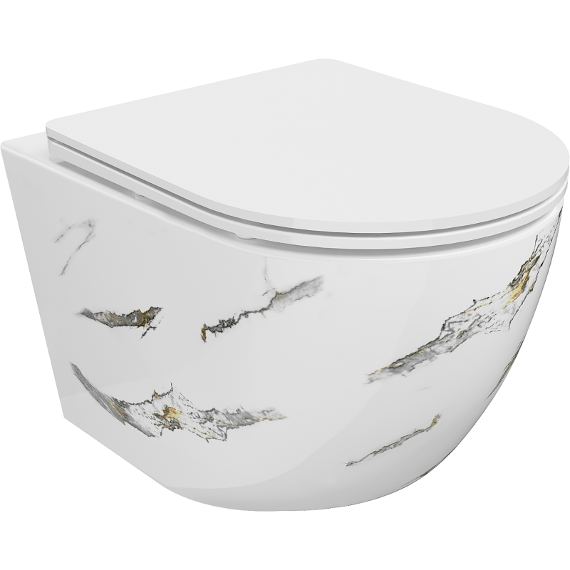 Mexen Lena Тоалетна чиния Rimless с падаща седалка slim, дуропласт, бял камък - 30224091