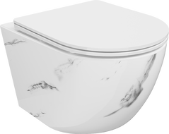 Mexen Lena тоалетна чиния Rimless с тънка седалка със забавено спускане, дуропласт, бял камък - 30224092