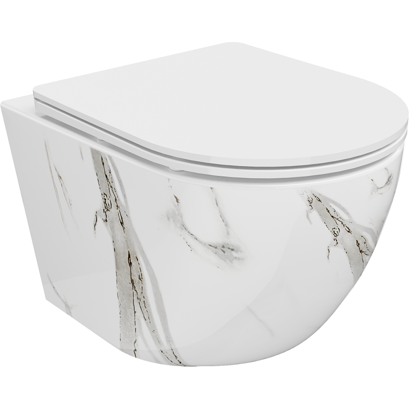 Mexen Lena WC купа Rimless със забавено падане Slim, дуропласт, бял камък - 30224094