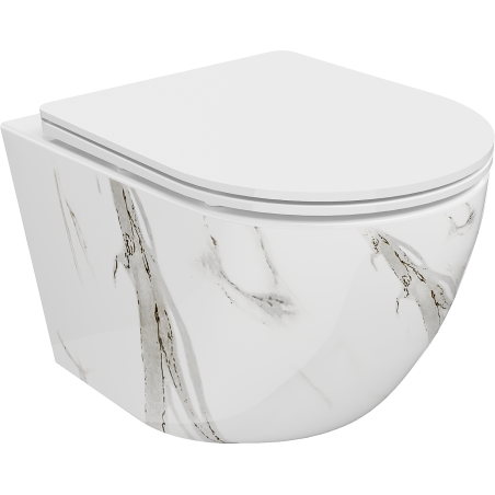 Mexen Lena WC купа Rimless със забавено падане Slim, дуропласт, бял камък - 30224094