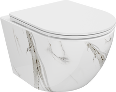 Mexen Lena тоалетна чиния Rimless със седалка с бавно затваряне slim, дуропласт, бял камък - 30224094