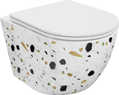 Mexen Lena тоалетна чиния Rimless със седалка с бавно спускане slim, дуропласт, бял камък terrazzo - 30224096