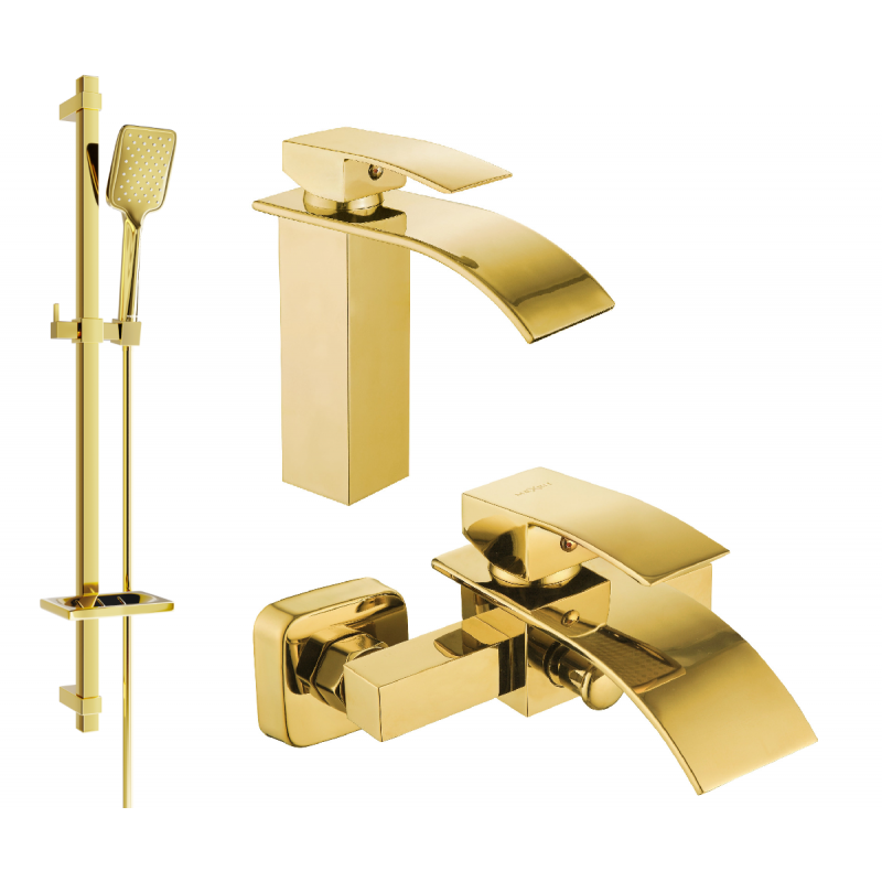 Mexen Aries DQ62 комплект за баня, златист - 744803DQ62-50