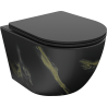 Mexen Lena тоалетна чиния Rimless със забавено падане на седалката slim, дуропласт, черен камък - 30224098